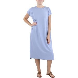 Eileen Fisher Oversized Boxy Blue T-shirt Midi Dress with Dolman Sleeves